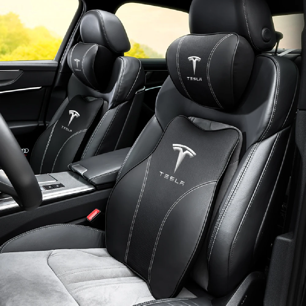 

OMT 100% подушка для поддержки шеи из пены с эффектом памяти для Tesla Model 3 X S, Y-образное сиденье, поясничная Подушка с полной защитой, подголовник, ...
