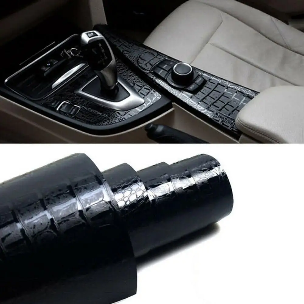 Черная крокодиловая кожа зернистая текстура виниловая Автомобильная оберточная