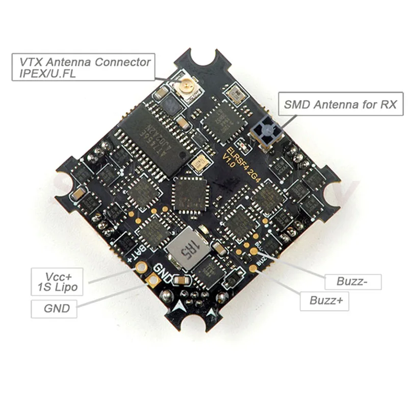 HappyModel ExpressLRS ELRS F4 2G4 AIO 5in1 controlador de vuelo construido-En SPI 2,4 GHz ELRS RX para ES24TX ES24TX-Lite Tinywhoop Drones-5