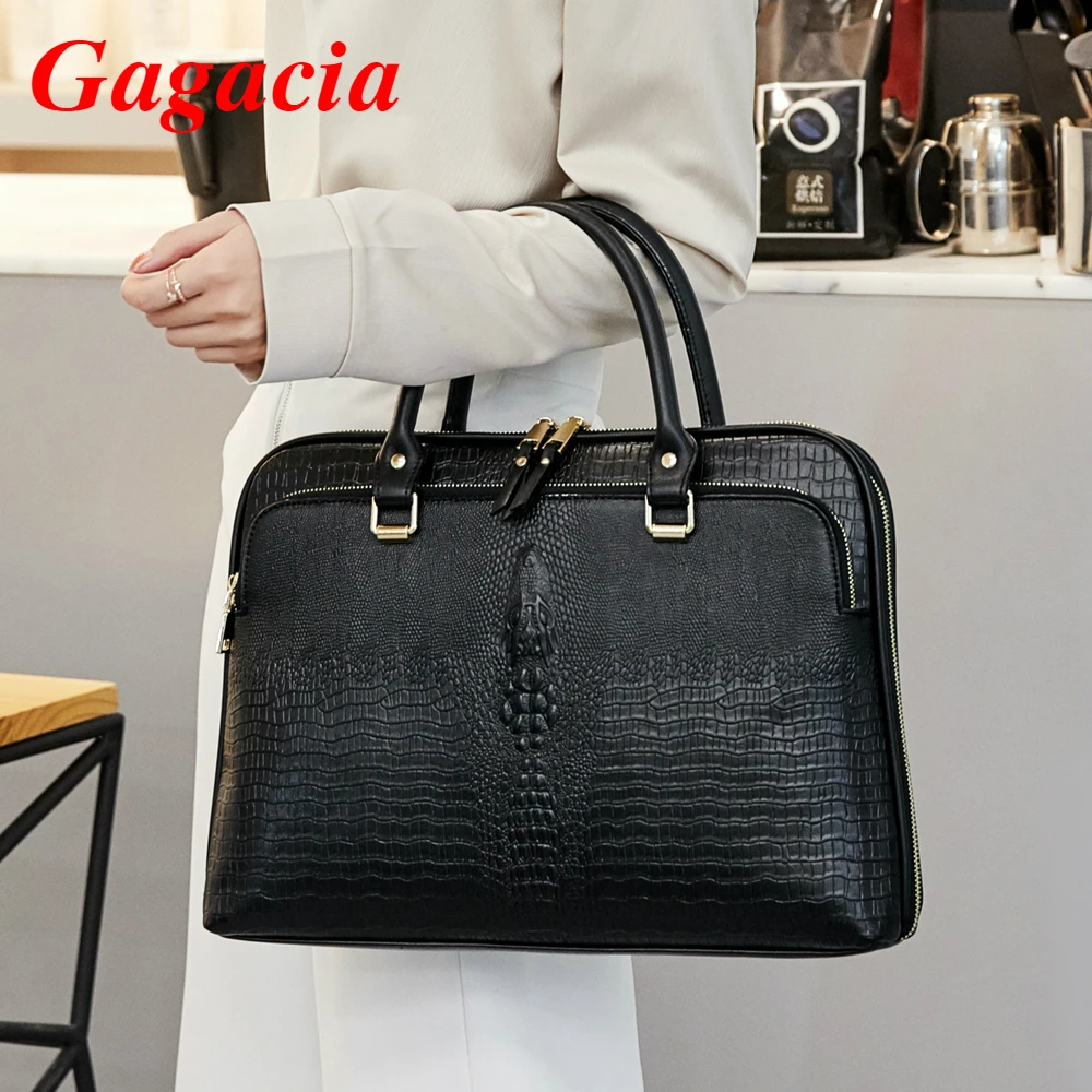 gagacia fashion business womens handbag leather briefcase for woman laptop computer 14 handbags ladies office work commuter bag free global shipping