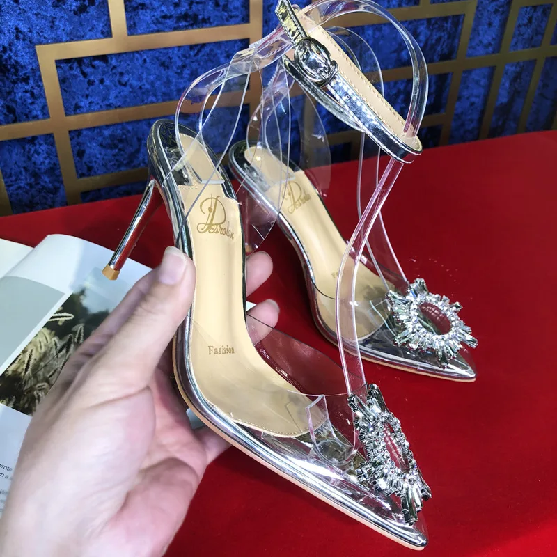 

Sandals women's transparent pointed high heeled shoes