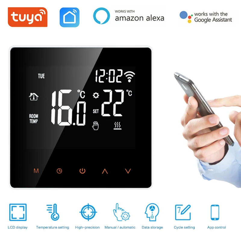 

Умный термостат для электрического/водяного отопления пола ZigBee, регулятор температуры, термостат Tuya Voice для Alexa Google Home