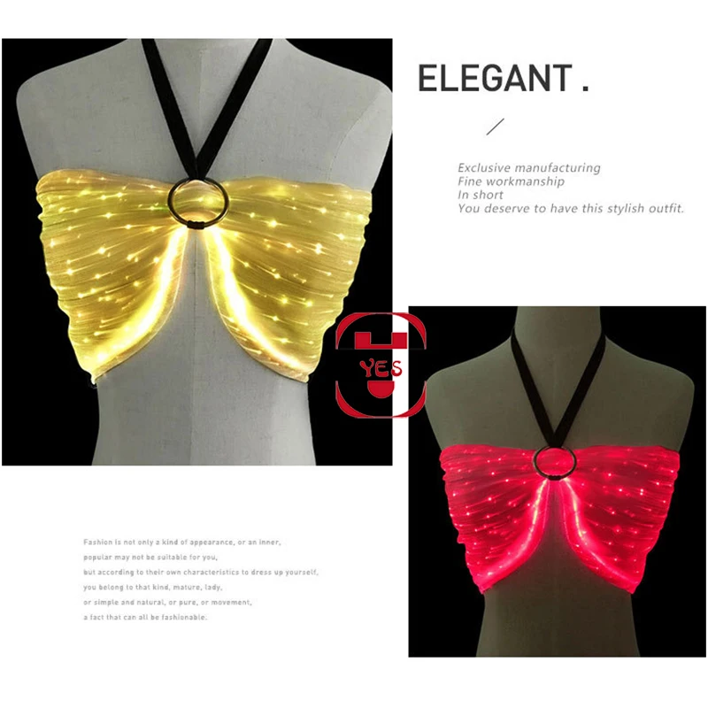 

Сексуальная волоконно-оптическая ткань, светящийся корсаж, бюстгальтер для клубных представлений, модное платье, одежда для шоу, Низкая Лазерная флуоресценция