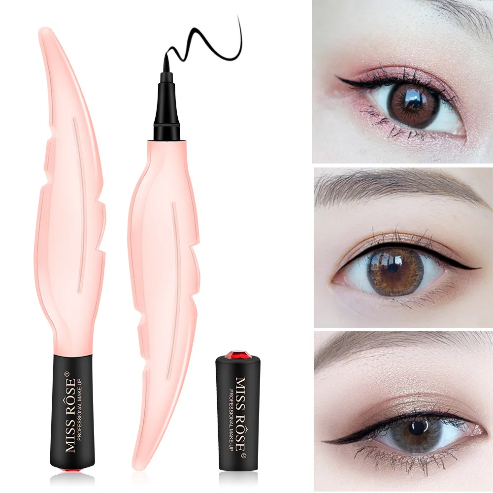 

Waterproof Durable and not Easy to Decolorize Net Red Eyeliner Beginners Makeup Leaves Shape Thin Black Eyeliner Gift for Girl