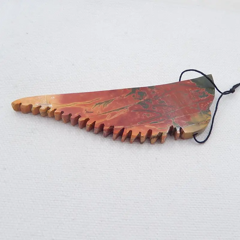 

Sale 1Pcs Natural Stone Multi-Color Picasso Jasper Carved Leaf Handmade Pendant Bead 91x27x7mm 27g