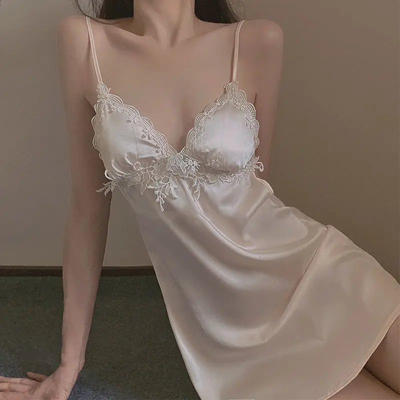 

Tafaha Lace Sexy Pajamas Nightdresses with Chest Pads Sleeping Dress Women Nightgown Pijamas Women Sexy