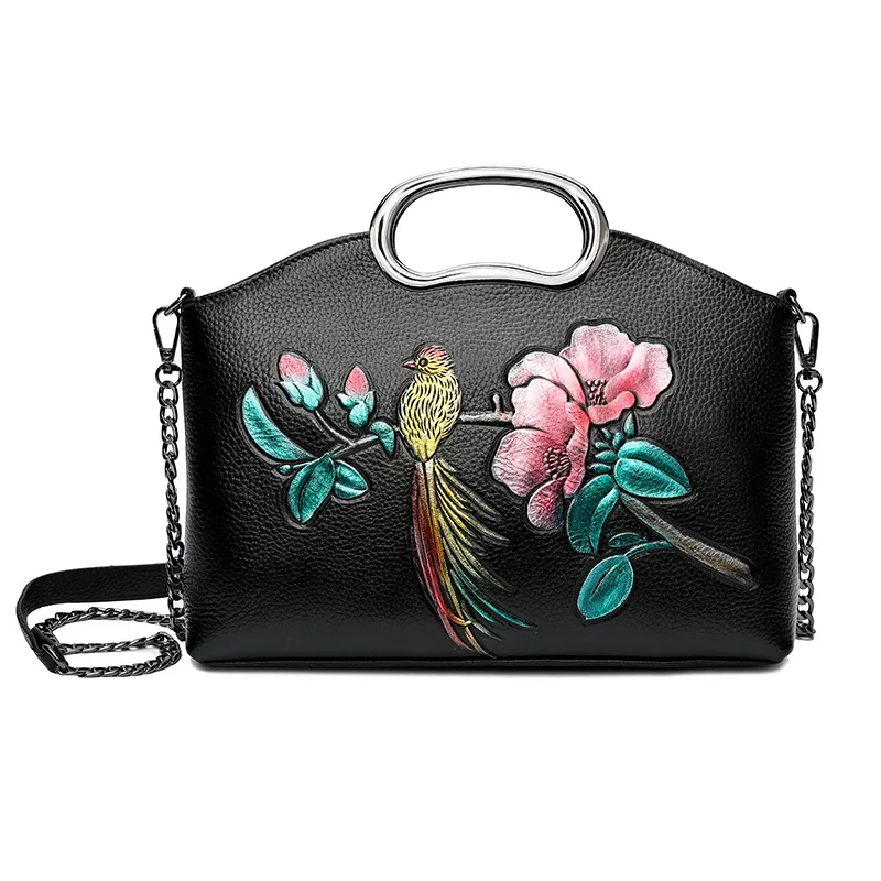 genuine leather shoulder bags for women 2020 luxury handbags designer cow bag floral ladies handbag | Багаж и сумки