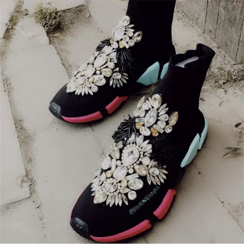 Гонконгский Тайланд модные брендовые носки на платформе с украшением в виде