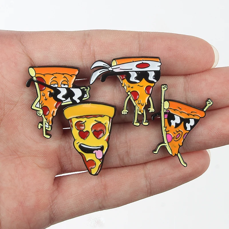 Эмалированная брошь в виде пиццы с изображением японского воина крутой