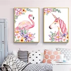 Розовый фламинго Единорог 11CT напечатанный на холсте DMC ткань для вышивки крестиком китайский Счетный крест узор DIY рукоделие