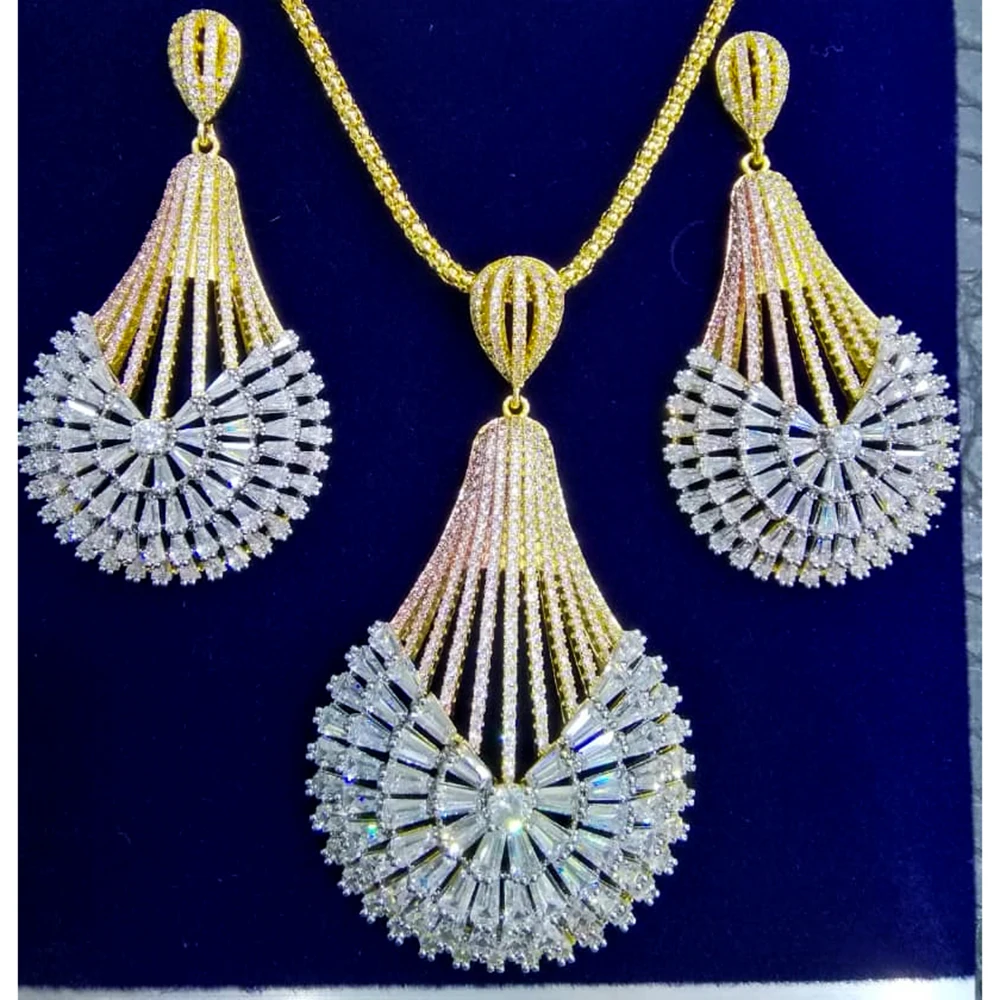 

GODKI Big Fashion Luxury Dandelion Statement Jewelry Set For Women Wedding Party Full Zircon Dubai Bridal jewelry Set 2021