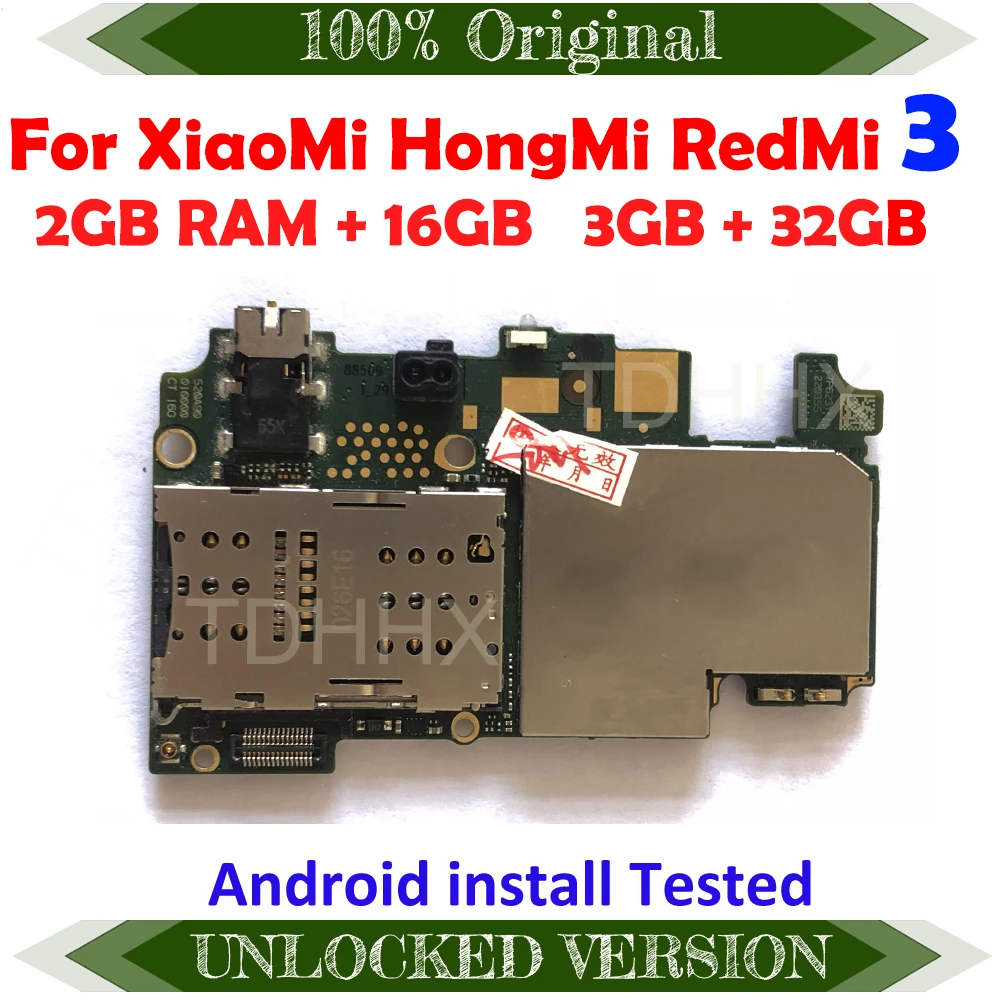 Материнская плата TDHHX для XiaoMi RedMi 3 разблокированная оригинальная 16 ГБ 32 HongMi |