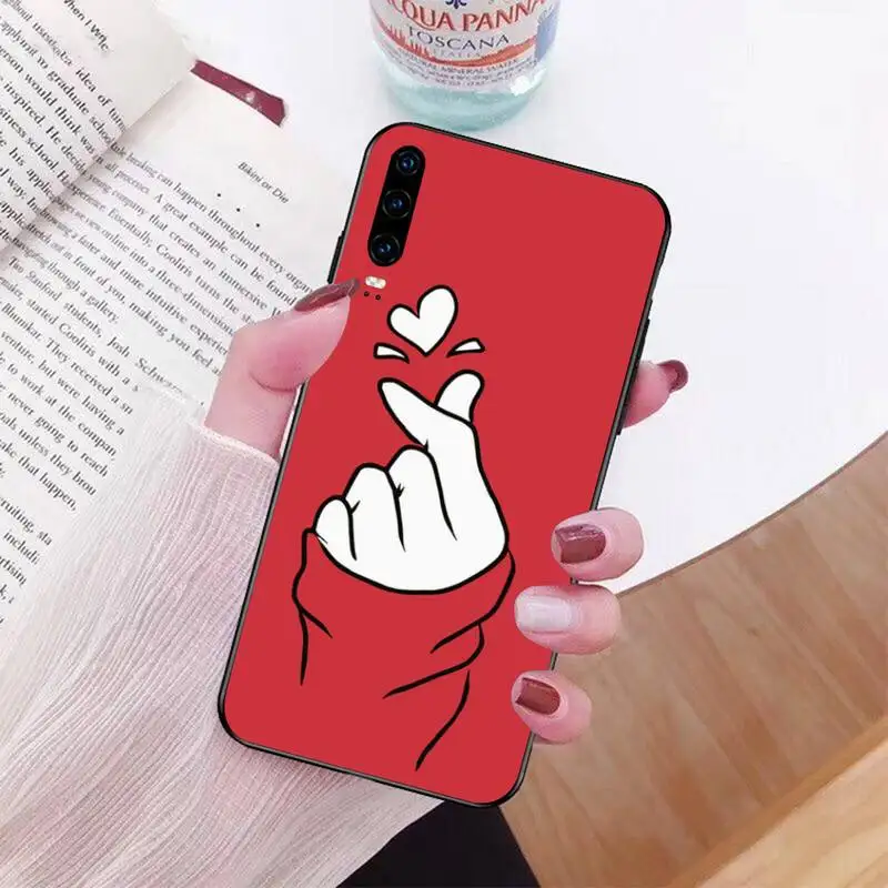 Мягкий силиконовый черный чехол PENGHUWAN с сердечками в стиле kpop для Huawei Honor 20 10 9 8 8x 8c