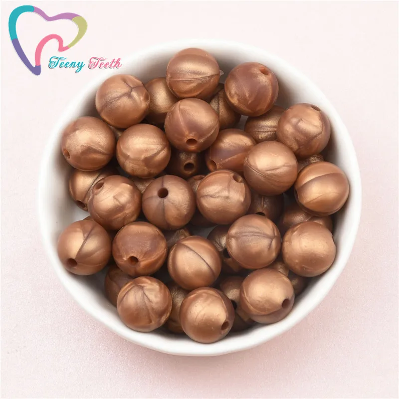 10 PCS Metallic Copper 14-17 MM Silicone Hexagon Loose Beads DIY Teething Pacifier Chain BPA Free Perle Geometrical | Украшения и