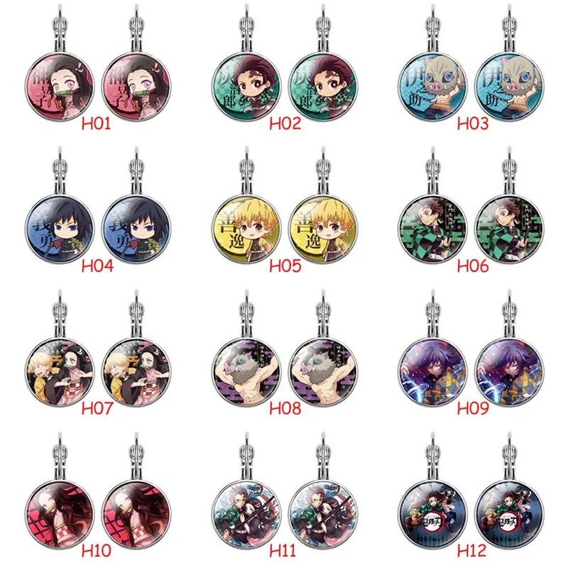 

Anime Earrings Demon Slayer Kimetsu No Yaiba Earrings Time Gem Earrings Japanese Cosplay Props Ear Stud Eardrops Jewelry Gift