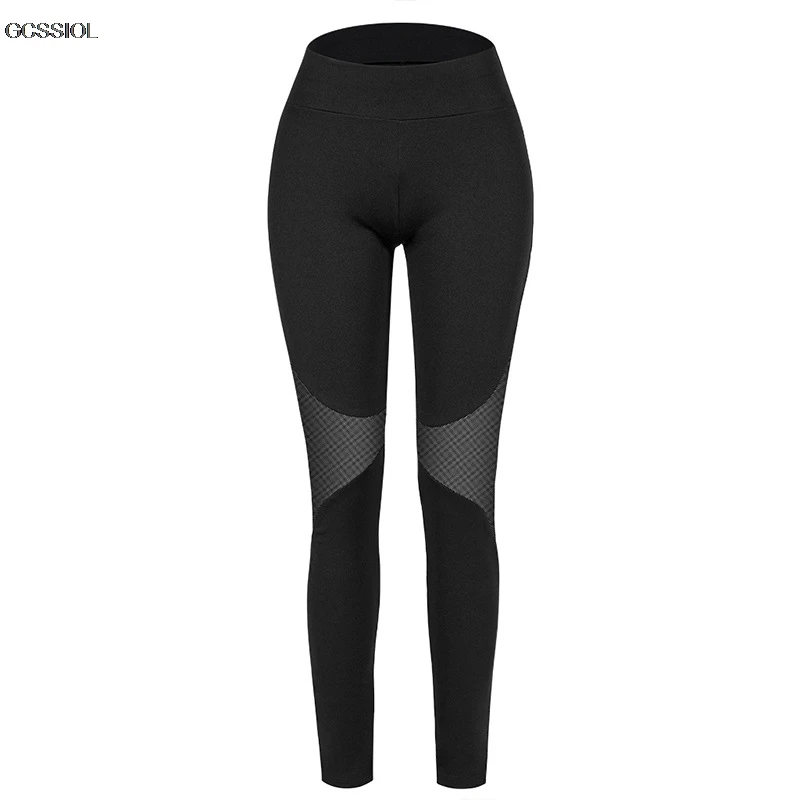 

Solid Sport Yoga Pants High Waist Mesh Sport Leggings Tights Stitching Fitness Training Running Pants Sportswear for Women