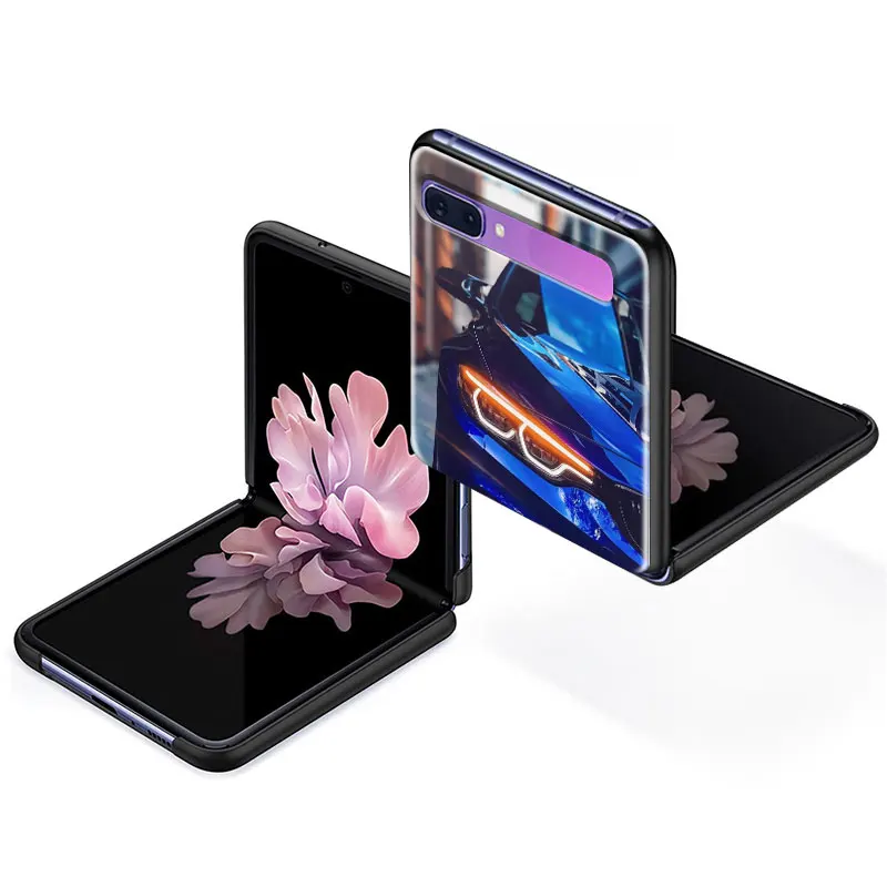 

Phone Case for Samsung Galaxy Z Flip 5G Black Fold Shell Hard Shockprooft Segmented Protect Coque Car Men