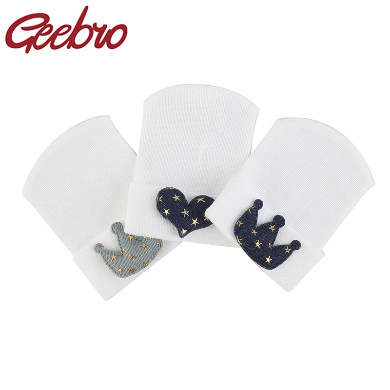 Geebro/милые головные уборы для новорожденных с принтом в виде короны и сердца