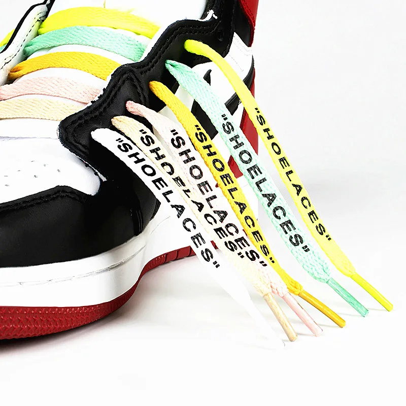 

2021 New Printed Signed Shoelace OW Shoelaces Black White Orange Green Purple Off Shoe Laces for The Ten White Shoes Flat Lace