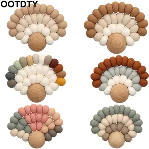 Детский Прорезыватель для зубов, деревянное кольцо, погремушка из пищевого силикона, Прорезыватель для зубов, детские товары, поделки сделай сам, игрушки для прорезывания зубов