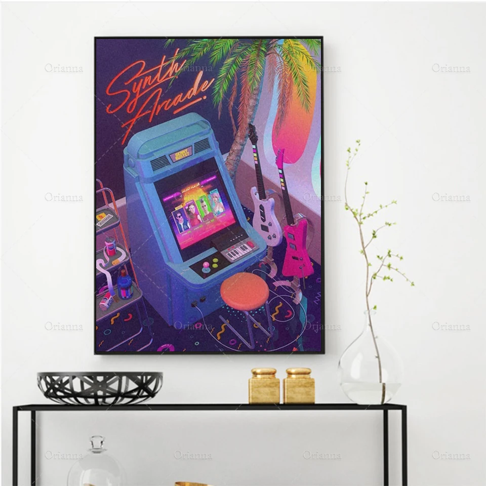 

Prints Posters Home Decor Synth Arcade Retro Synthwave Canvas Game Painting Wall Artwork Modern Bedroom Cuadros Modular Pictures