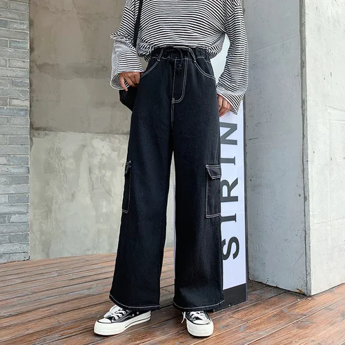 Женские широкие брюки большого размера повседневные короткие с карманами и