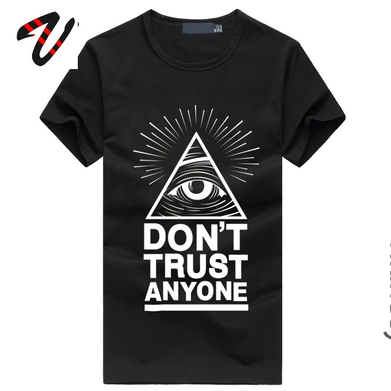 

Regular Men's T-Shirt Don't Trust Anyone Illuminati All Seeing Eye 2019 Fashion Print Tshirts Casual Streetwear Brand Clothing