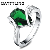 bayttling 925 sterling silver green big zircon ring 78 elegant ring for woman fashion party jewelry birthday gift