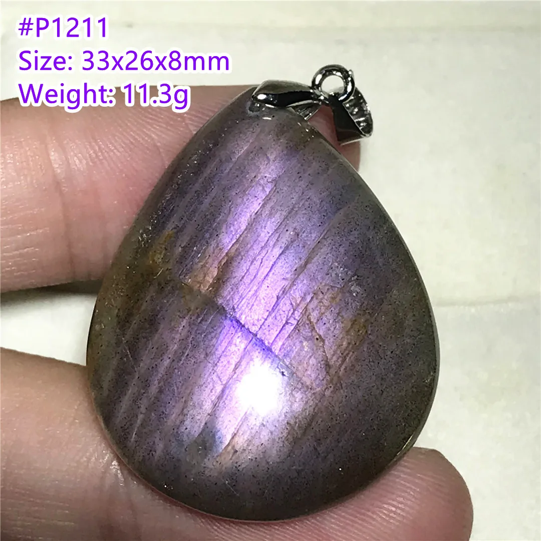 

Natural Labradorite Pendant Jewelry For Woman Man Healing Gift Silver Crystal 33x26x8mm Beads Purple Light Gemstone Stone AAAAA