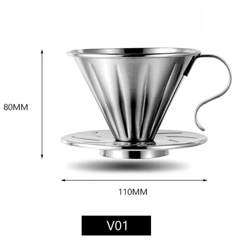 Кофейная ручная чашка с фильтром V60 Бытовая кофейная посуда 304 капельный фильтр