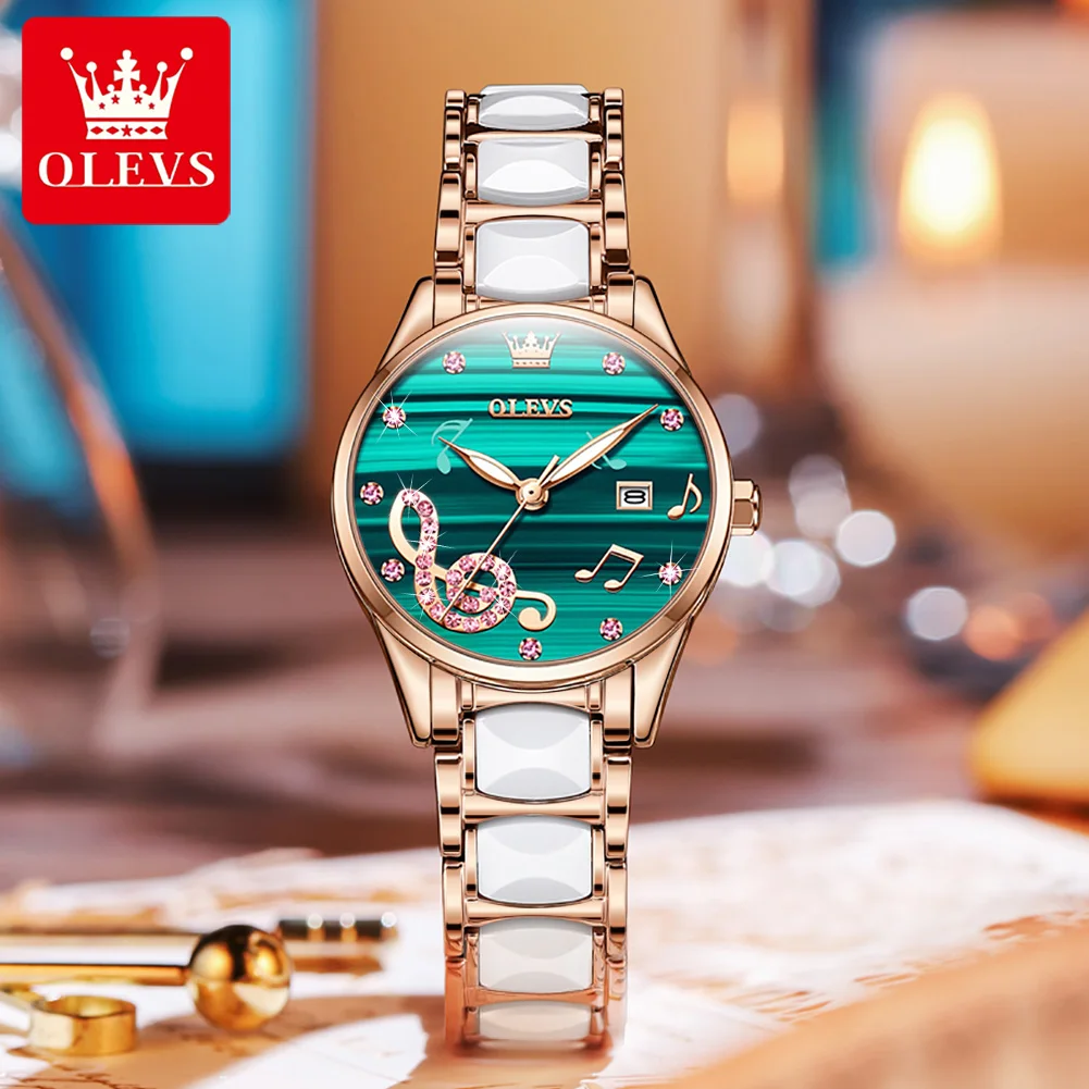 OLEVS Fashion Brand Watch Fashion Diamond Watch Ceramic Quartz Watch Waterproof Sports Watch Women's Watch Orologio da donna