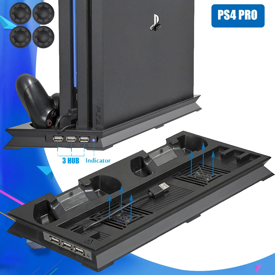 Вертикальный игровой контроллер для консоли PS4 Pro зарядное устройство джойстика