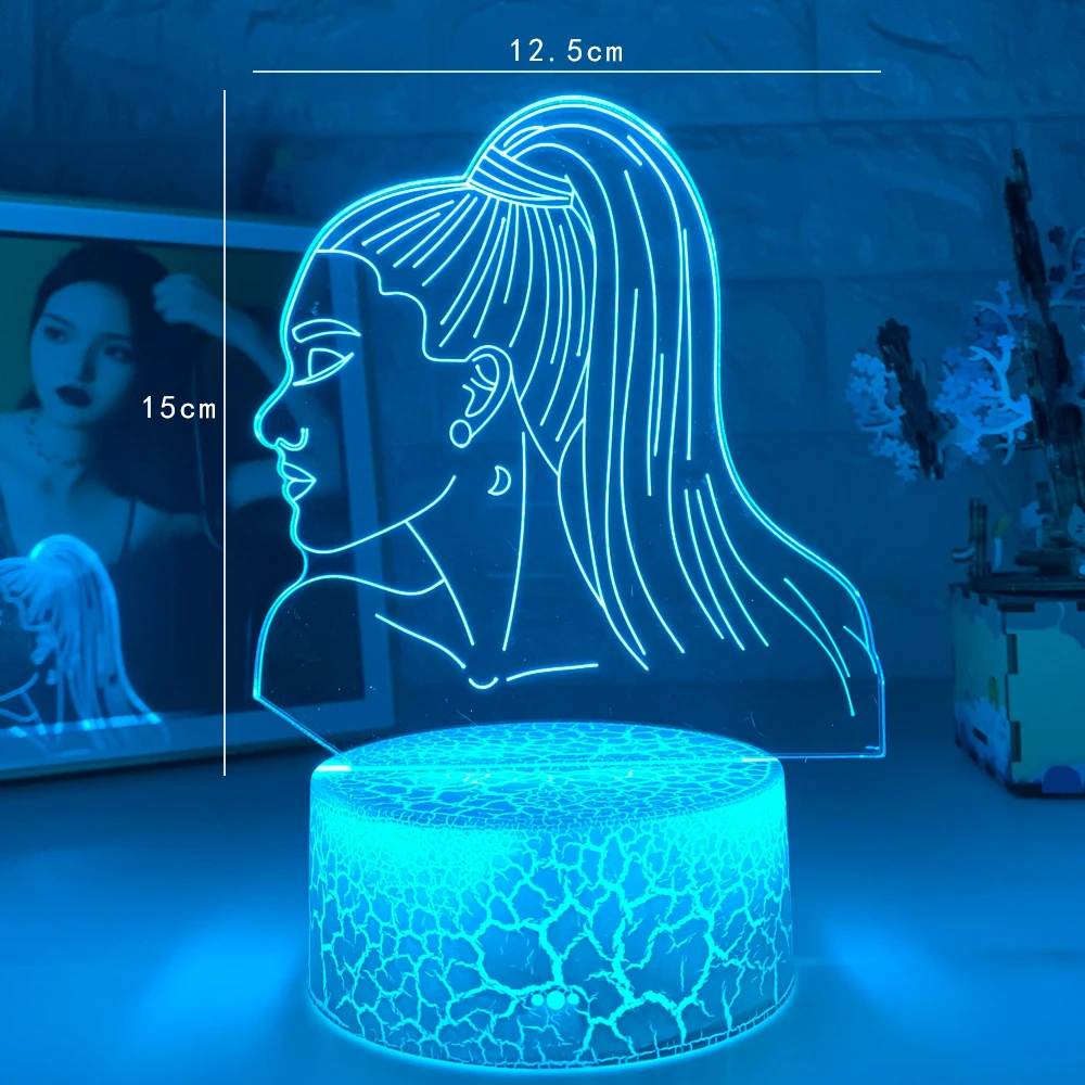 

3d Night Light Singer Ariana Grande Gift for Fans Bedroom Decor Light Led Touch Usb Table Lamp Color Battery Powered Night Light