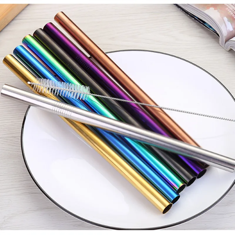 4 шт питьевой прямой и гнутый Металл соломинки из нержавеющей стали с чистящей