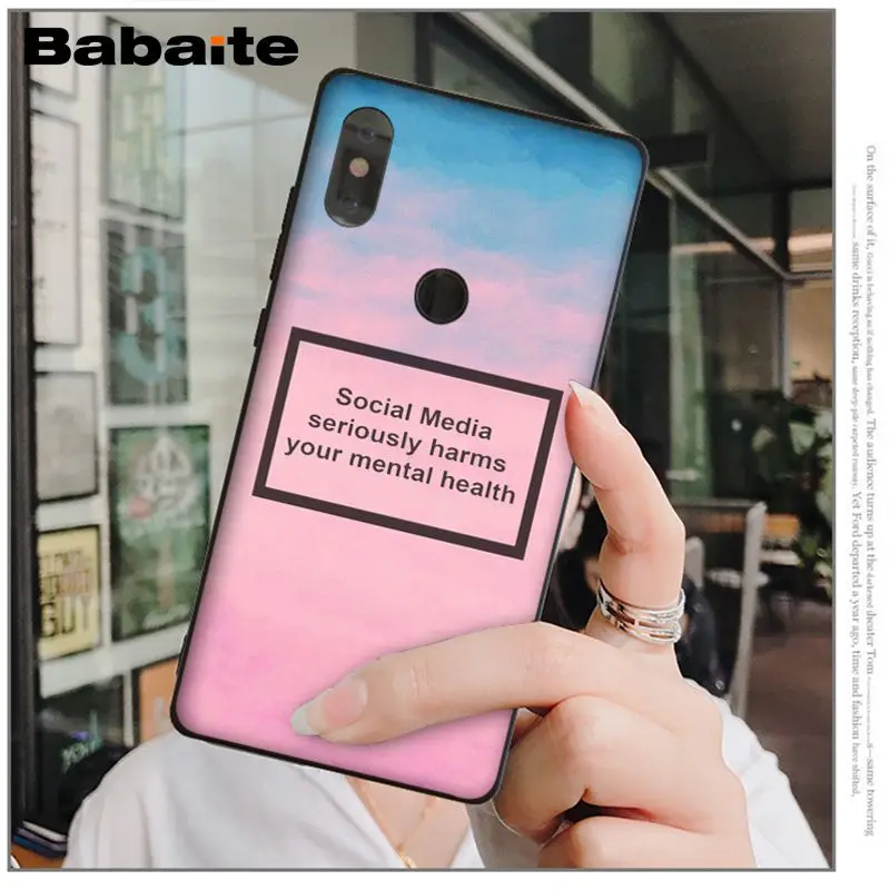 Babaite social media harms your mental health Phone Case for Xiaomi MI MIX 2 2S MAX2 MAX3 6 8 8SE 9 9se Note 2 3 Redmi 5 plus