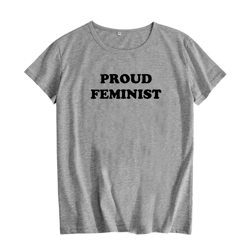 Proud Feminist T Shirt 2018 New Arrival Text Printed Hipster Women tshirt Harajuku Slogan Tee Femme Black White | Женская одежда