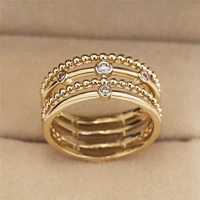 ring jewelry zircon size6 10 women gold color fashion punk finger geometric