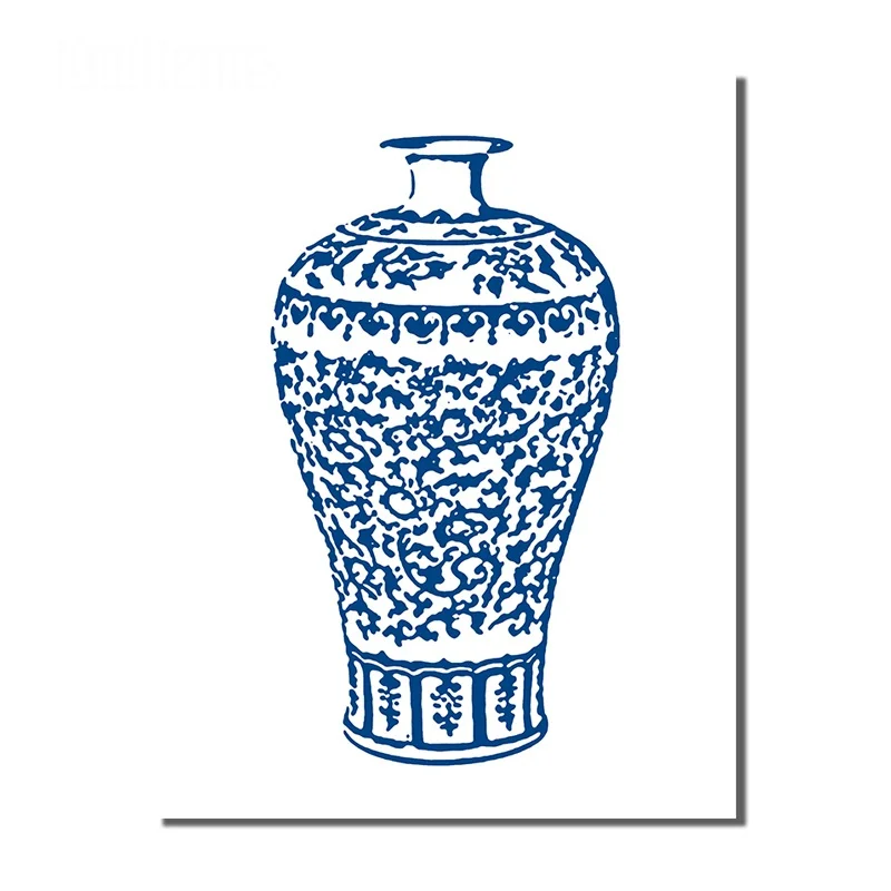 

Canvas Painting Chinese Style Special Poster Blue and White Porcelain Modern Picture Design Home Gift Art Background Wall