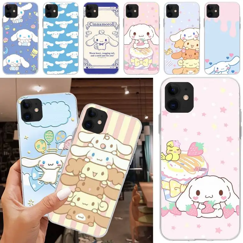 

Cute Cinnas&morolls Cartoon Phone Case Matching Coque Transparent For Iphone XR 11 12 13 Pro X XS Max 6 7 8 6s Plus SE2020 Case