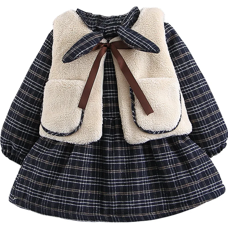 Новинка 2019 осенне зимняя одежда для маленьких девочек платье с длинными рукавами