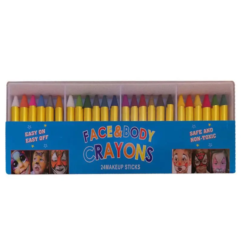 

N7ME 24 Colors Painted Face Crayons Children Face Body Painting Makeup Crayons for Halloween Costume Party Cosplay Stage Paint