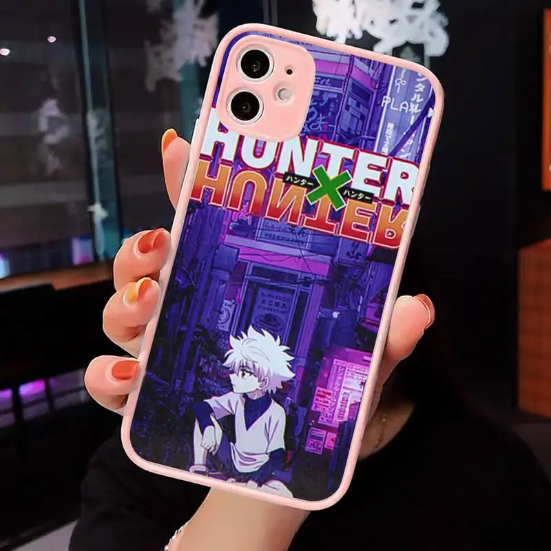 

Killua Zaoldyeck hunter x hunter Phone Case Pink matte transparent For iPhone 7 8 x xs xr 11 12 pro plus max mini Clear Funda
