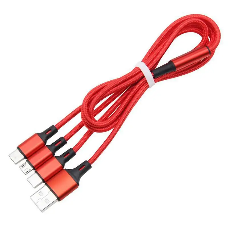 1 2m 2 4a quick 3 in 1 nylon braided charging cables 8 pin micro usb type c for samsung android charger cord fast phone cable free global shipping