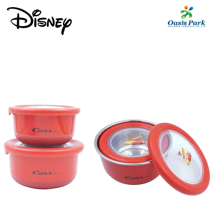 

Оригинальная Нескользящая миска из нержавеющей стали Disney, мультяшная серия, двойная миска из нержавеющей стали, детский набор столовых при...