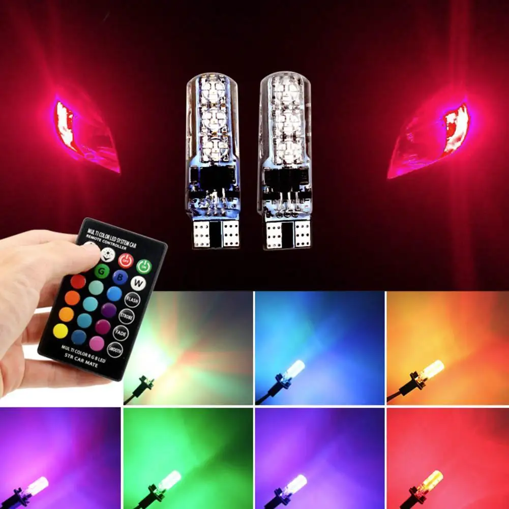 

RGB T10 Led 194 168 W5W 5050 SMD Car Dome Reading Light RGB LED Bulb Wedge Lamp Automobiles U5Z0