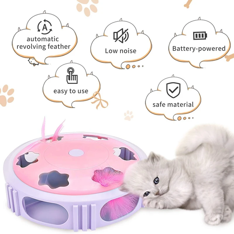 Интерактивная игрушка-перо для кошек с вращающимися перьями развлечений в