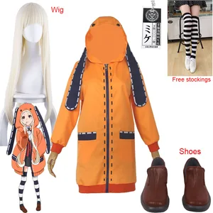 Jakcet Yomoduki Runa Косплей Костюм Kakegurui компульсивный игрок обувь и парик Runa женское оранжевое пальто на молнии с капюшоном