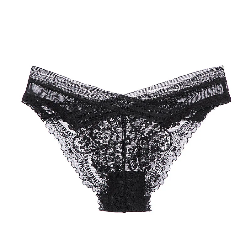 

2PCS/Set Sexy Panties Women Underwer Low Waist Floral Lace Briefs Female Sexy Lingerie Perspective V Shape Design Ladies Pantys