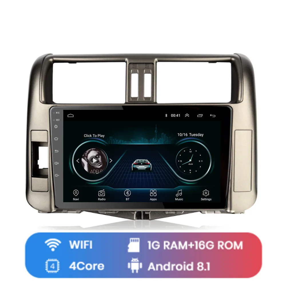 WIFI (1G 16G) 4G LTE Android 8,1 подходит для TOYOTA PRADO 2010 2011 2012 2013 Мультимедиа стерео автомобильный dvd-плеер навигация gps радио - Цвет: WIFI (1G 16G)