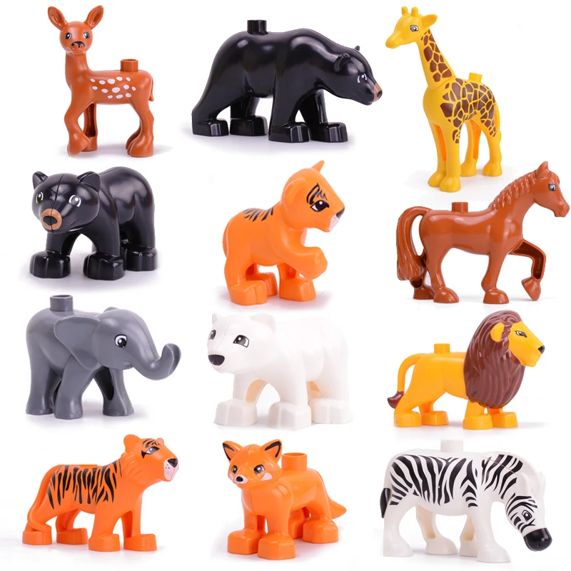 

MOC Animal Bricks Leopard Elephant Tiger Deer Big Size Building Blocks Compatible With Famous Brand Toys For Kids Gift